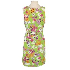 Vintage Barani Y2k Sleeveless Mini Dress Green Floral Print Size 4